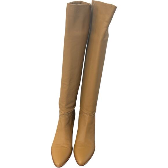 Tamara Mellon Pic Knee High 65 Boots In Nappa Chamois Size 37.5 - Picture 1 of 16